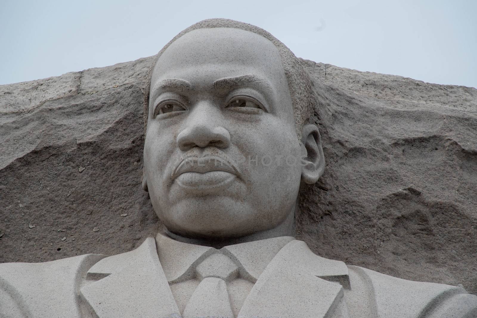 Washington, DC, USA / 9/24/2020: Dr. Martin Luther King Jr. Monument. Natural light, pale blue sky. Editorial use.