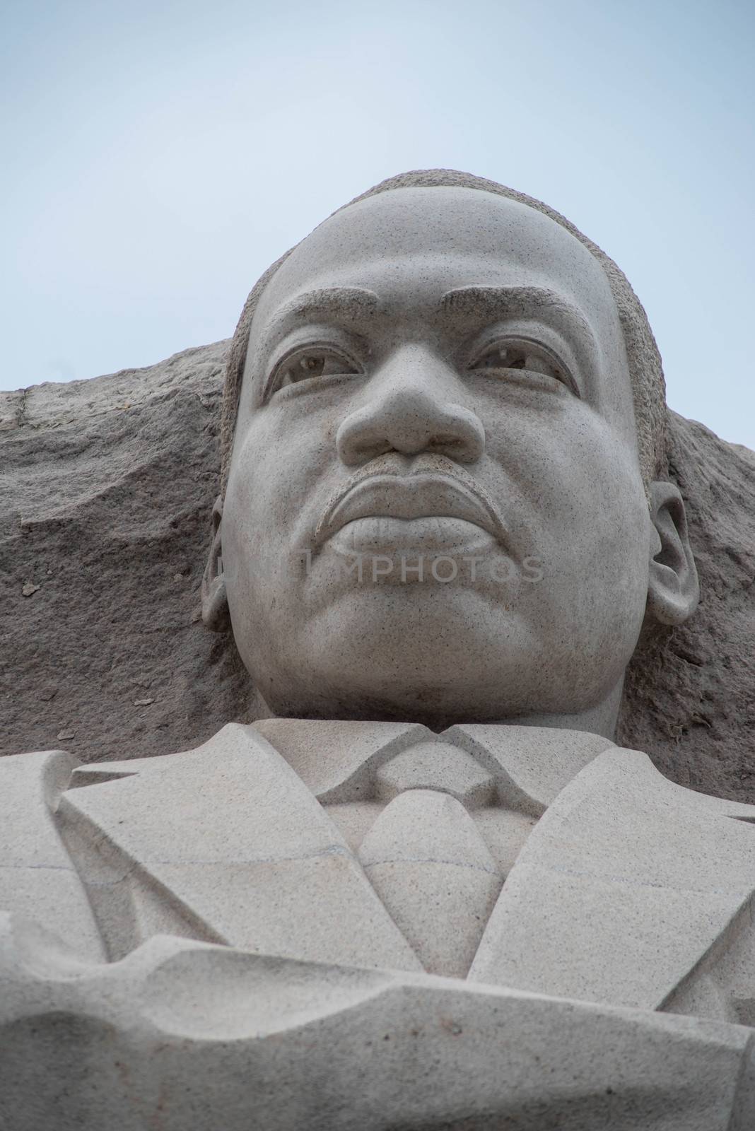 Washington, DC, USA / 9/24/2020: Dr. Martin Luther King Jr. Monument. Natural light, pale blue sky. Editorial use.