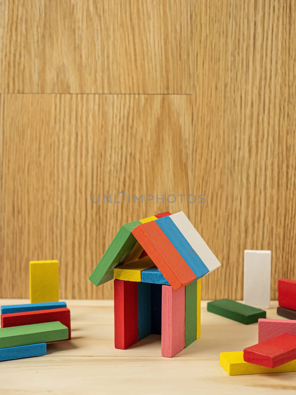 The home wood toy multi colour  for property and building conten by Niphon_13