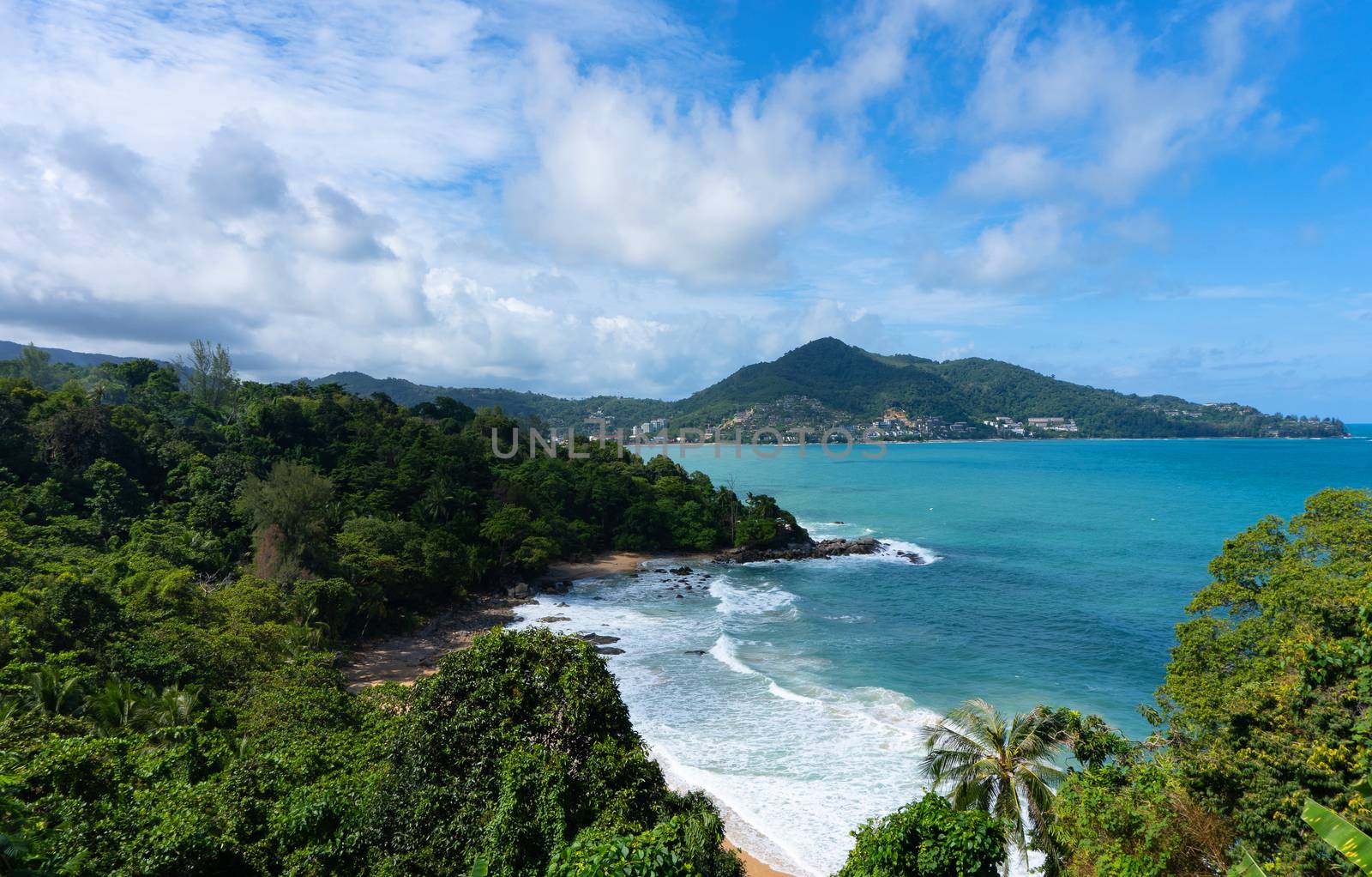 Tropical paradise in in blue sea and sky at Phuket island, Thailand.