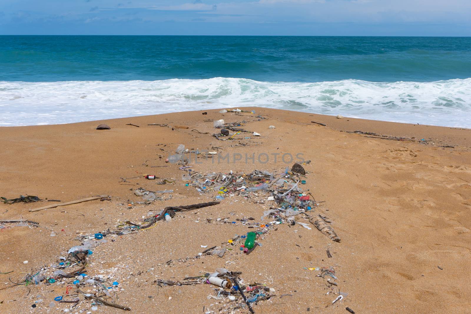 Plastic waste environment pollution on the Beach by pkproject