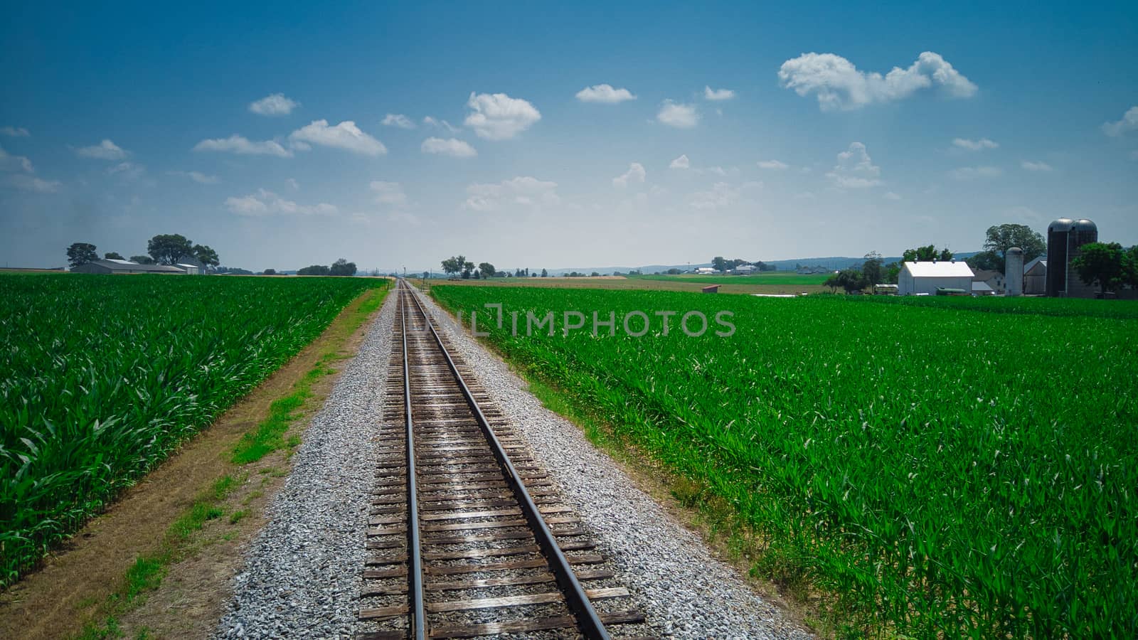 Old Rail Road Track going Thru Countryside on a Sunny Day