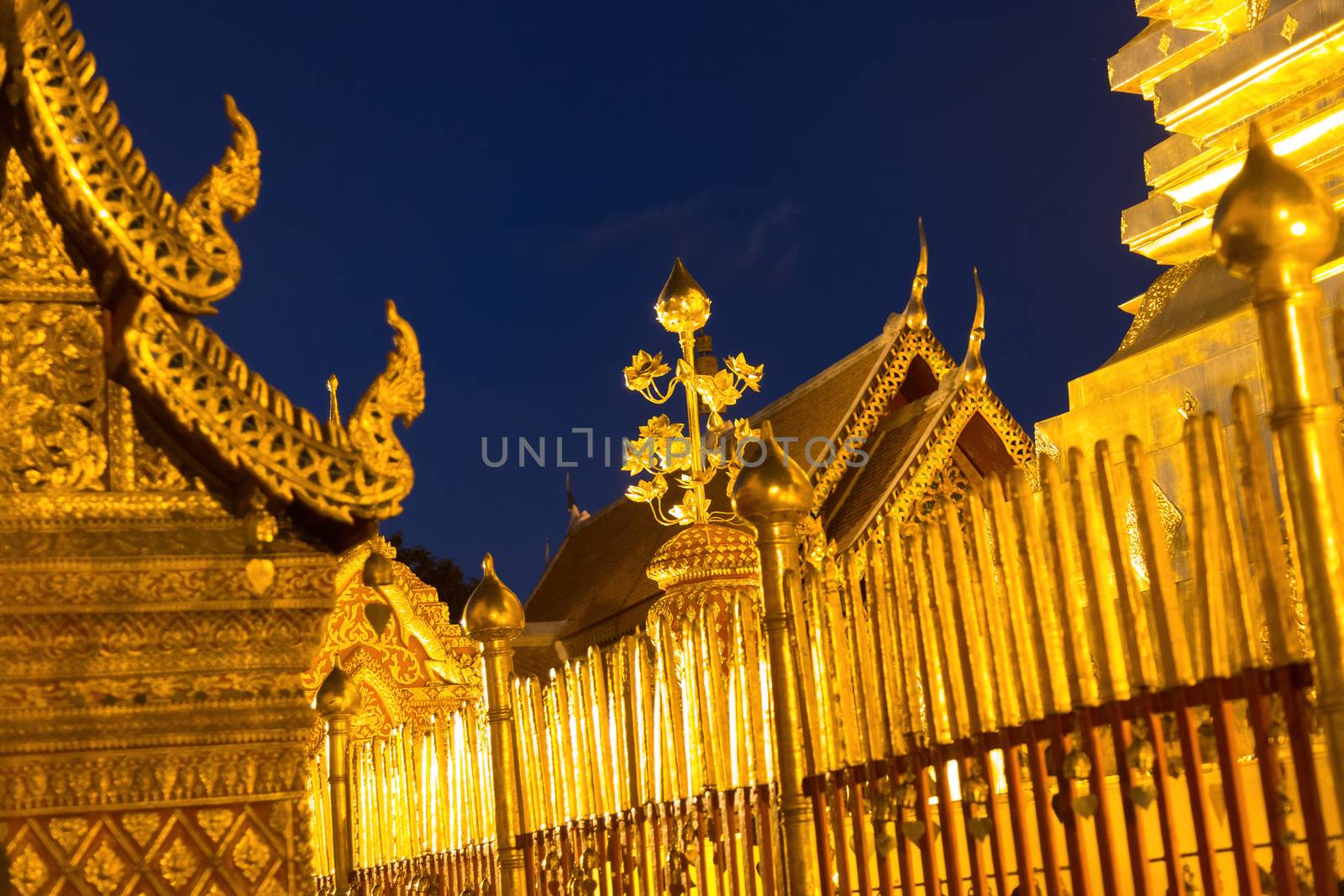 Wat Phra That Chang Mai Thailand 12.9.2015 golden Buddhist temple  by kgboxford