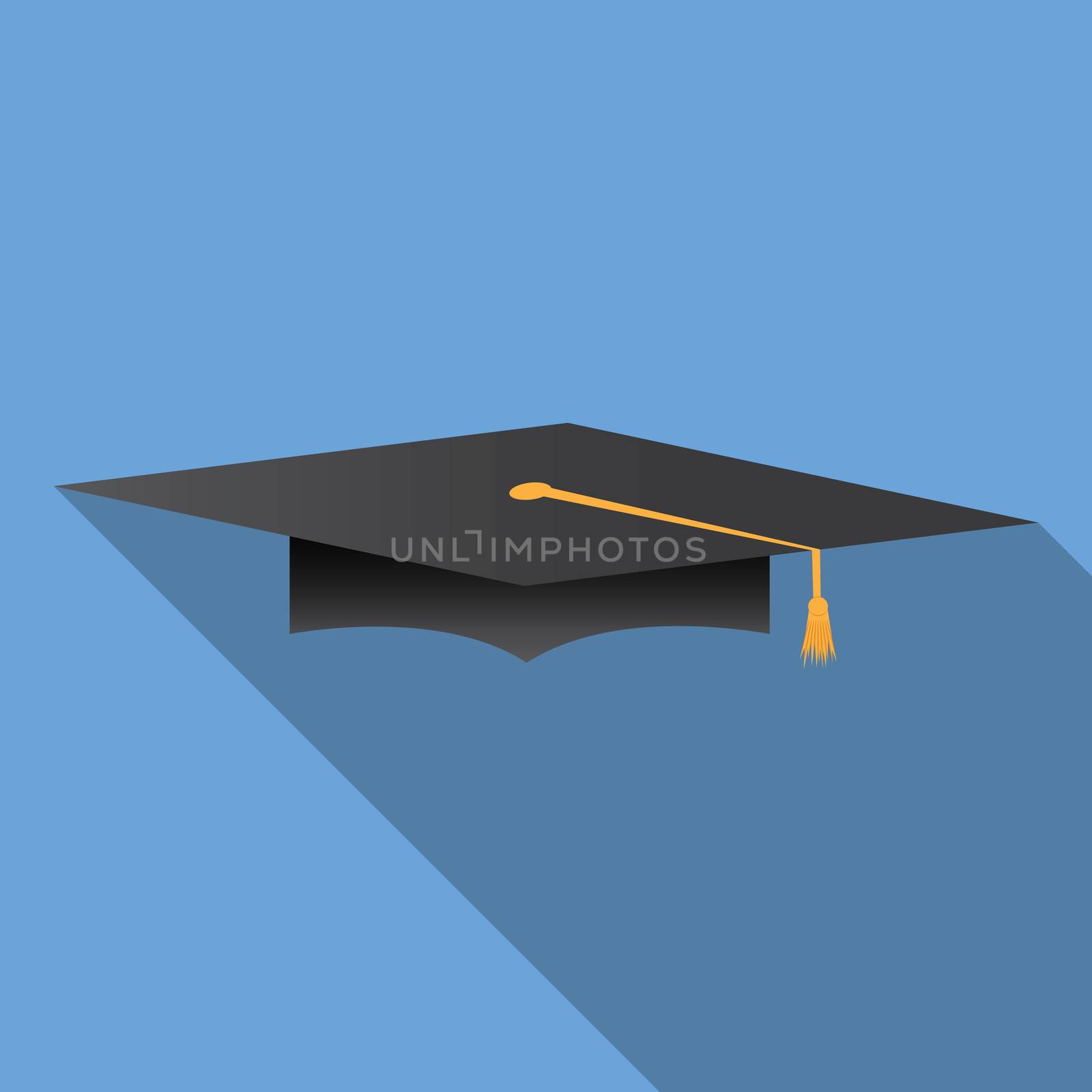 Flat design modern vector illustration of graduation cap icon.