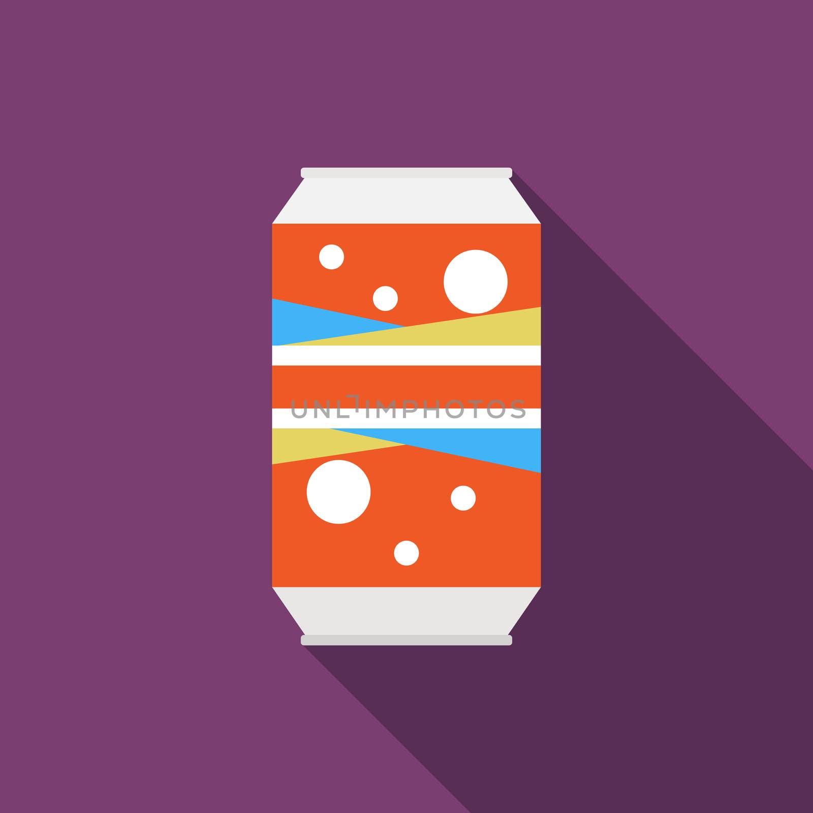 Flat design modern vector illustration of soda can icon with long shadow by Lemon_workshop