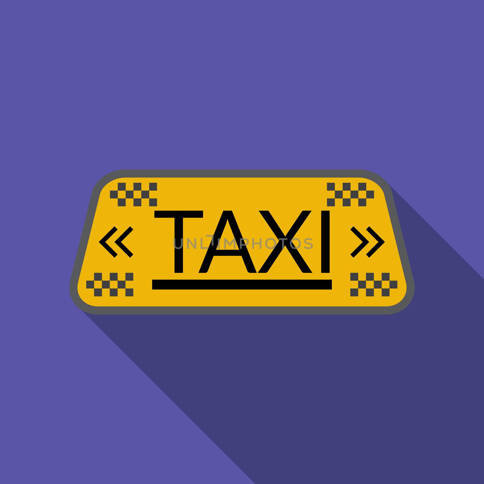 Flat design vector taxi icon with long shadow.