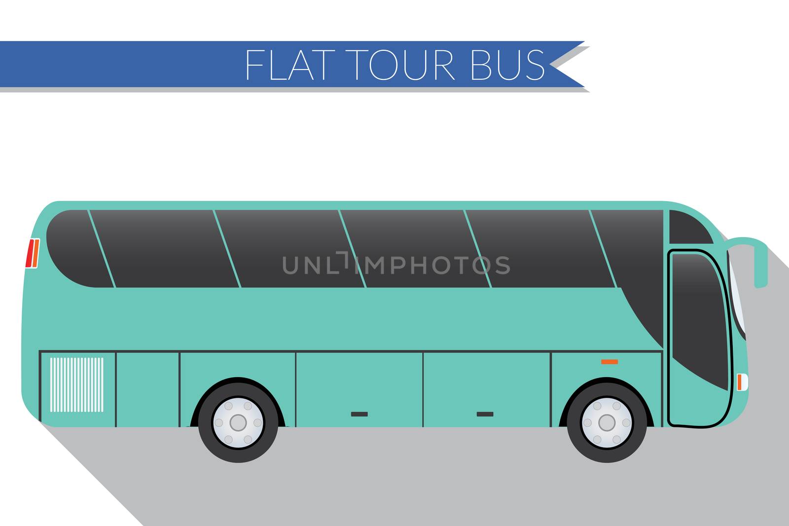 Flat design vector illustration city Transportation, Bus, intercity, long distance tourist coach bus, side view  by Lemon_workshop