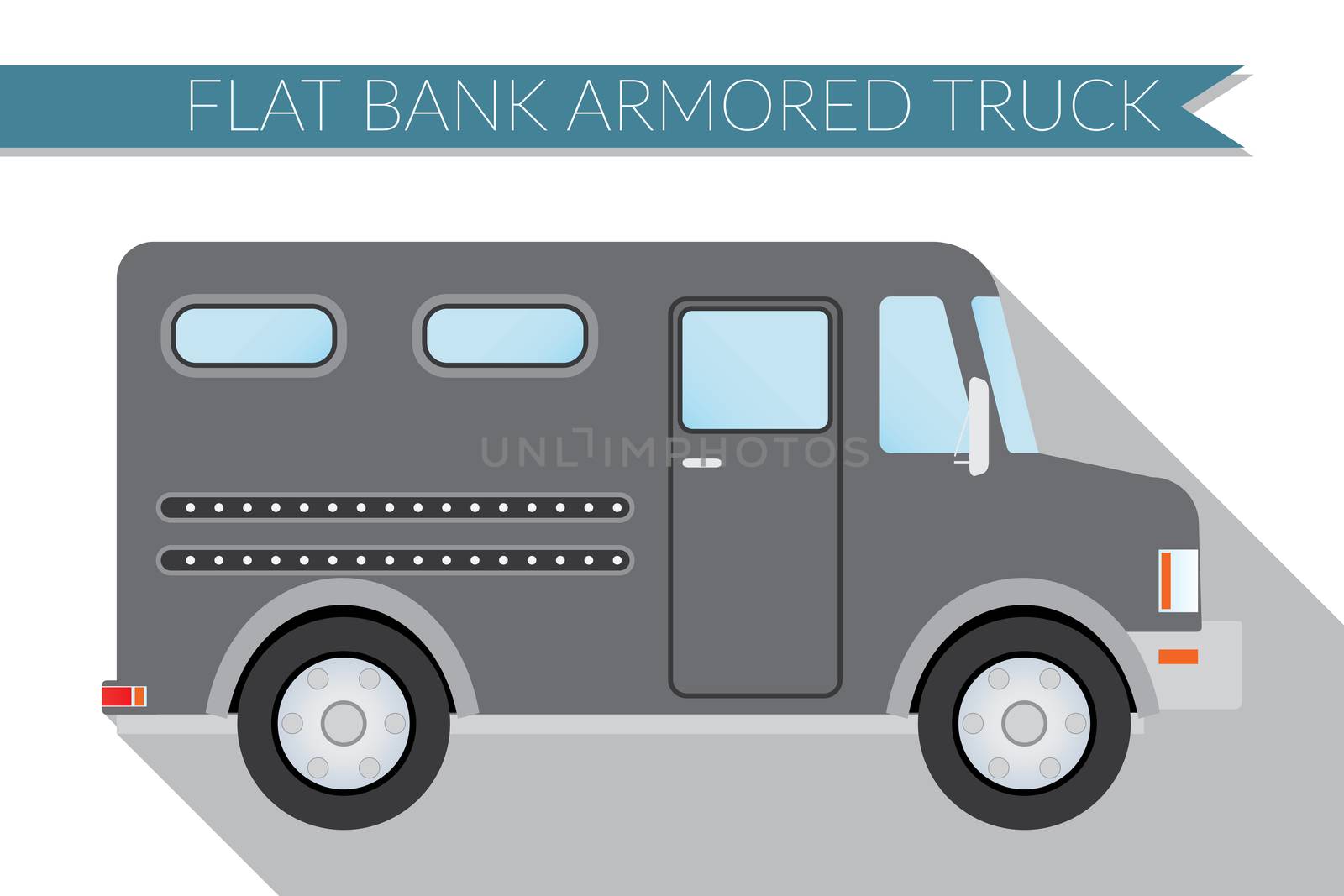 Flat design vector illustration city Transportation, bank armored Truck, side view by Lemon_workshop