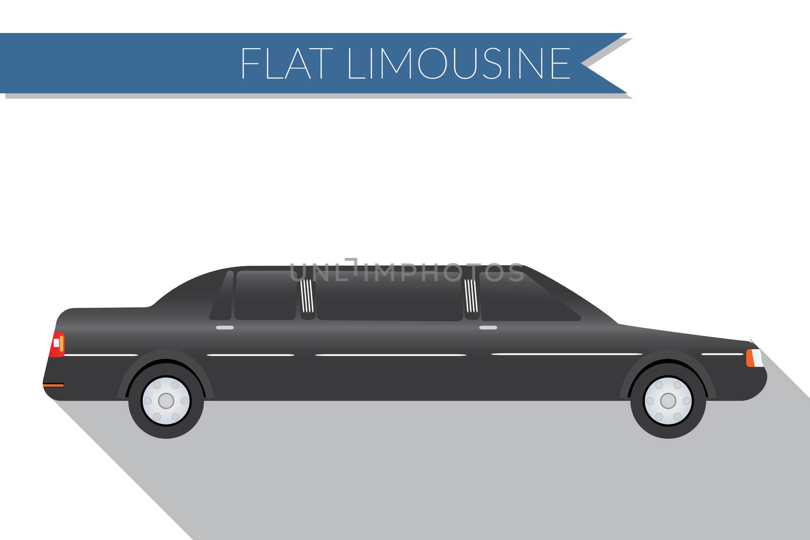 Flat design vector illustration city Transportation, limousine, side view .