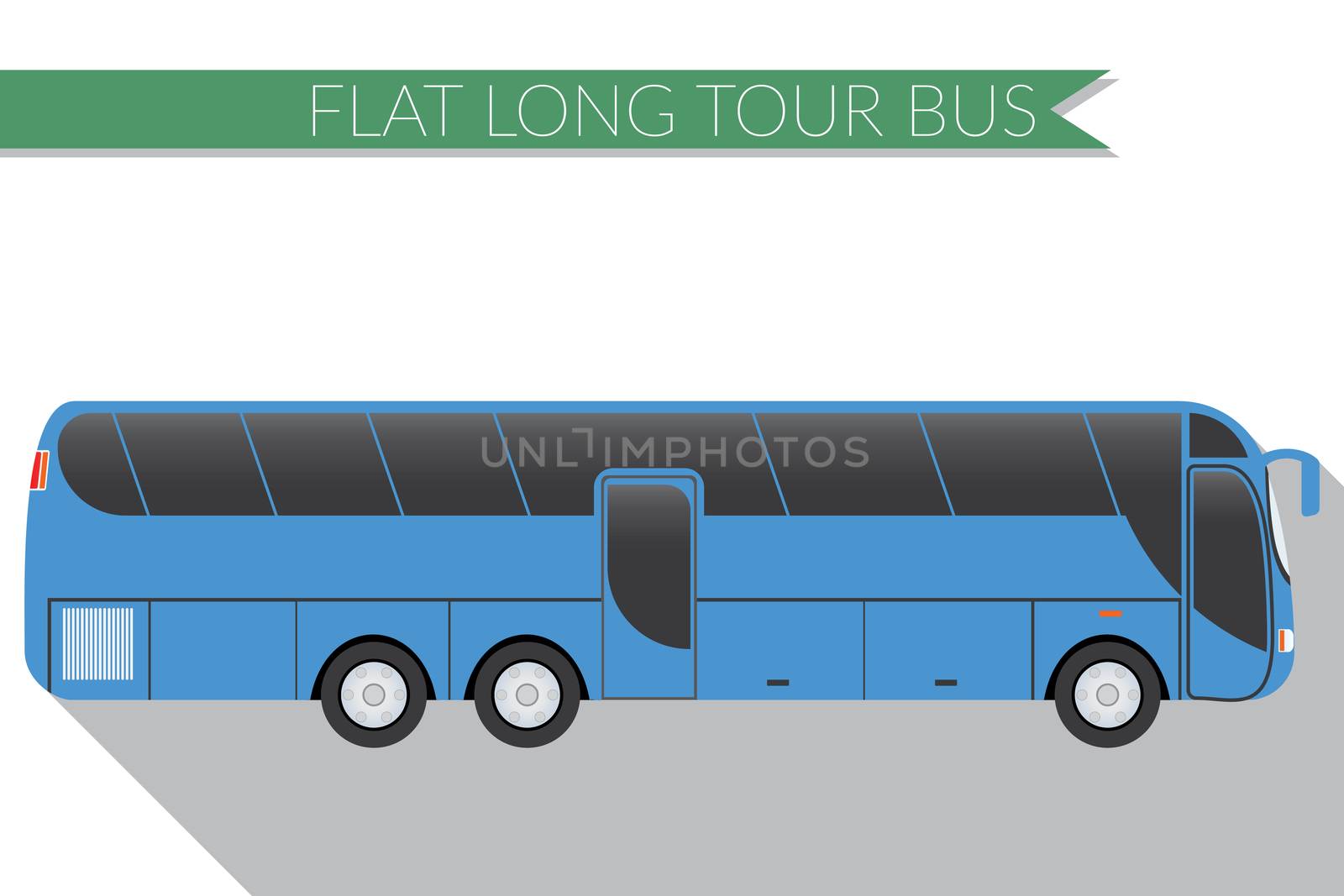 Flat design vector illustration city Transportation, Bus, intercity, long distance tourist coach bus, side view by Lemon_workshop