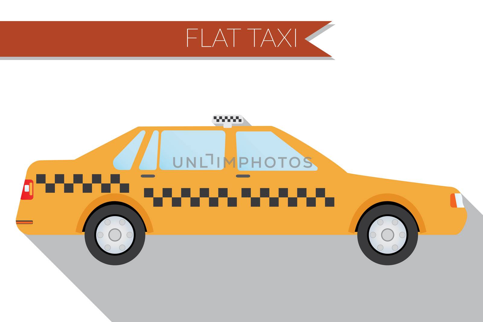Flat design vector illustration city Transportation, city taxi, side view by Lemon_workshop