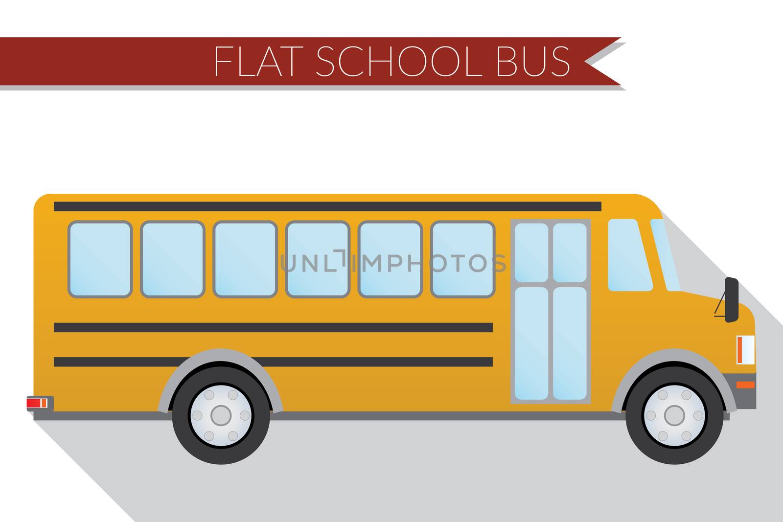 Flat design vector illustration city Transportation, school bus, side view .