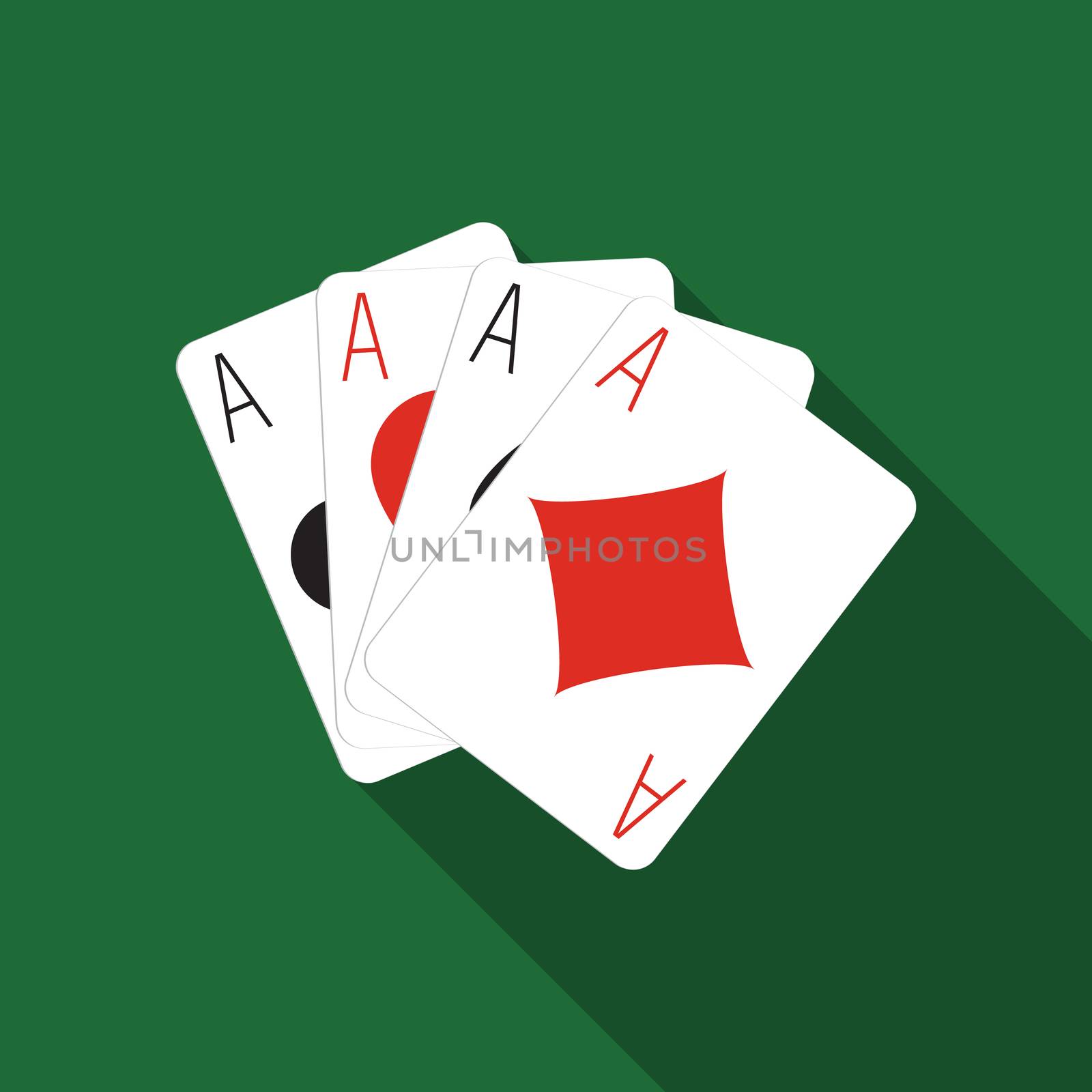 Flat design vector ace cards icon with long shadow.