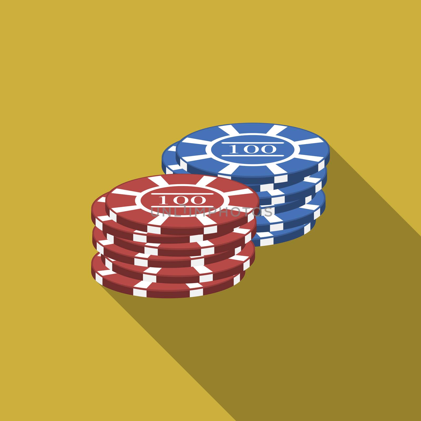 Flat design vector gambling chips icon with long shadow by Lemon_workshop