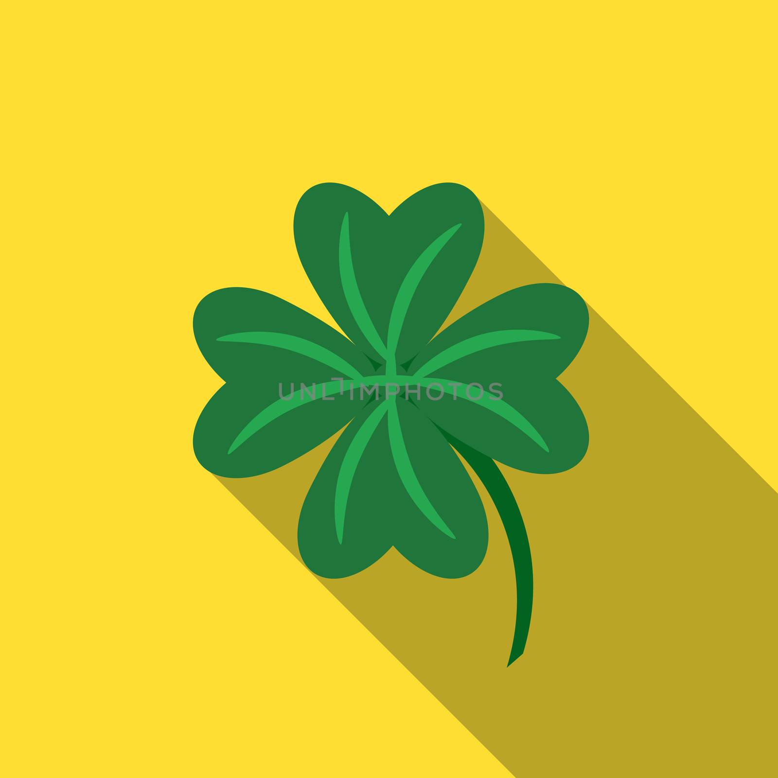 Flat design vector lucky clover icon with long shadow by Lemon_workshop