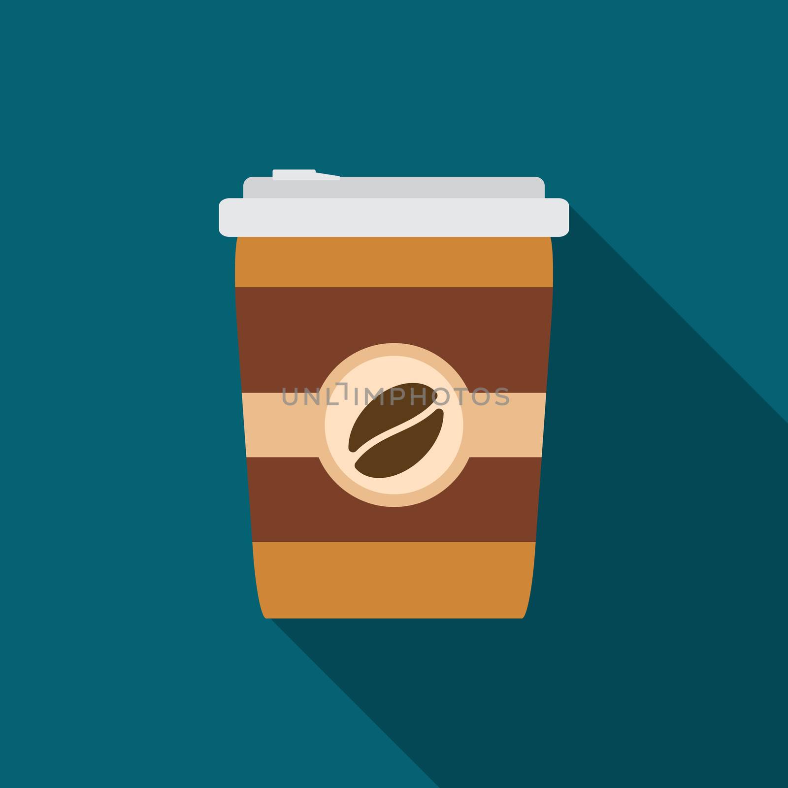 Flat design modern vector illustration of coffee icon with long shadow.