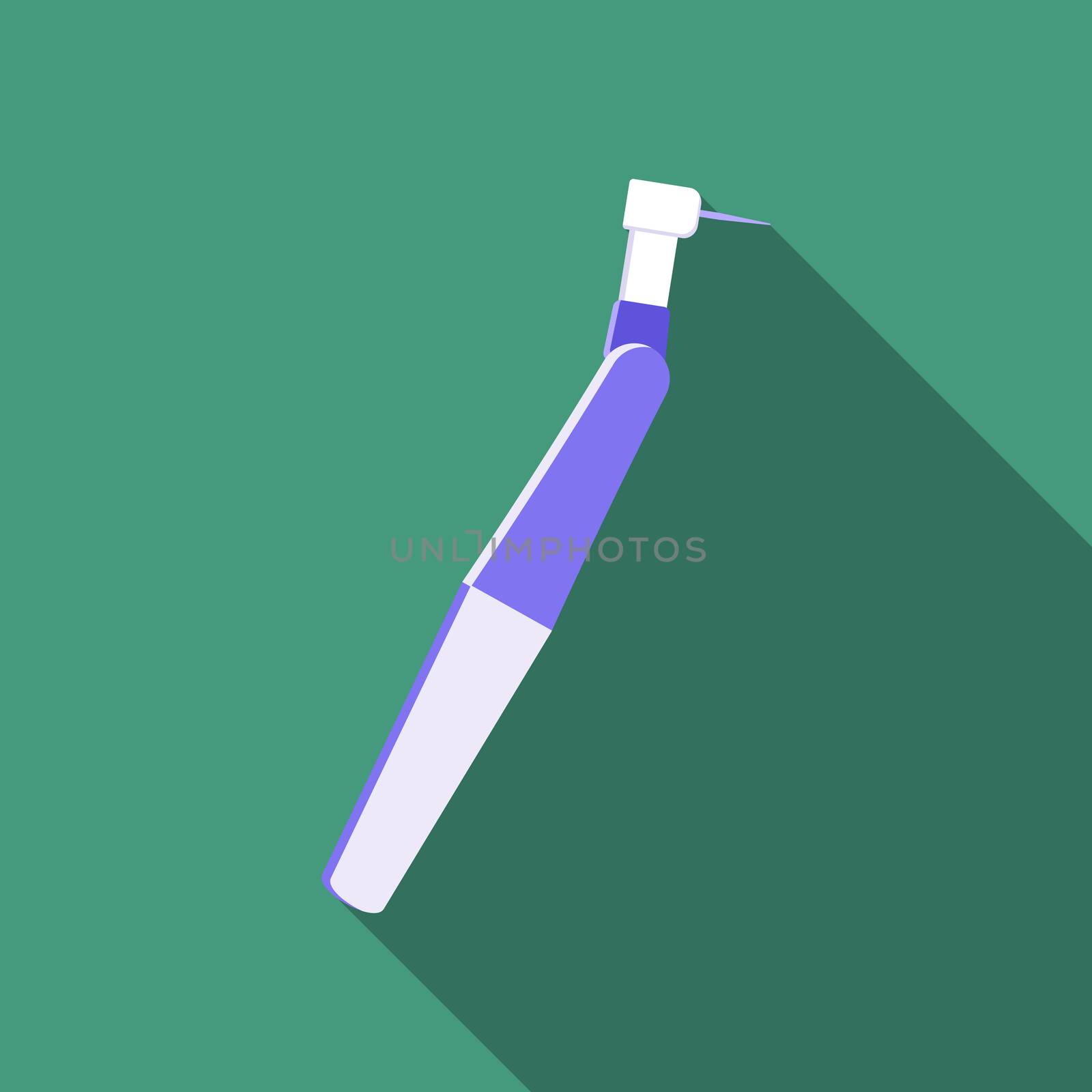 Flat design modern vector illustration of medical dental drill icon with long shadow.