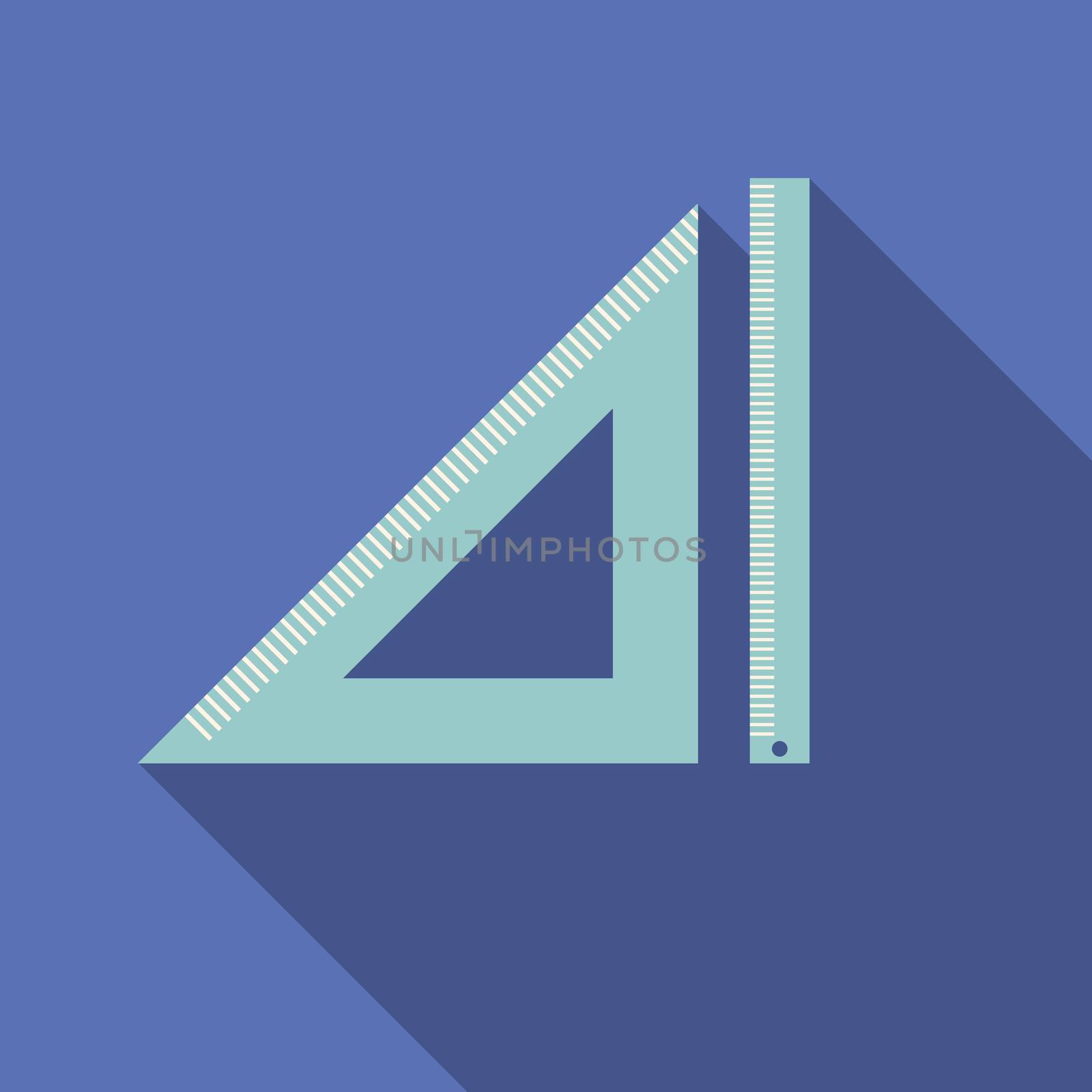 Flat design modern vector illustration of triangle and straightedge icon with long shadow.