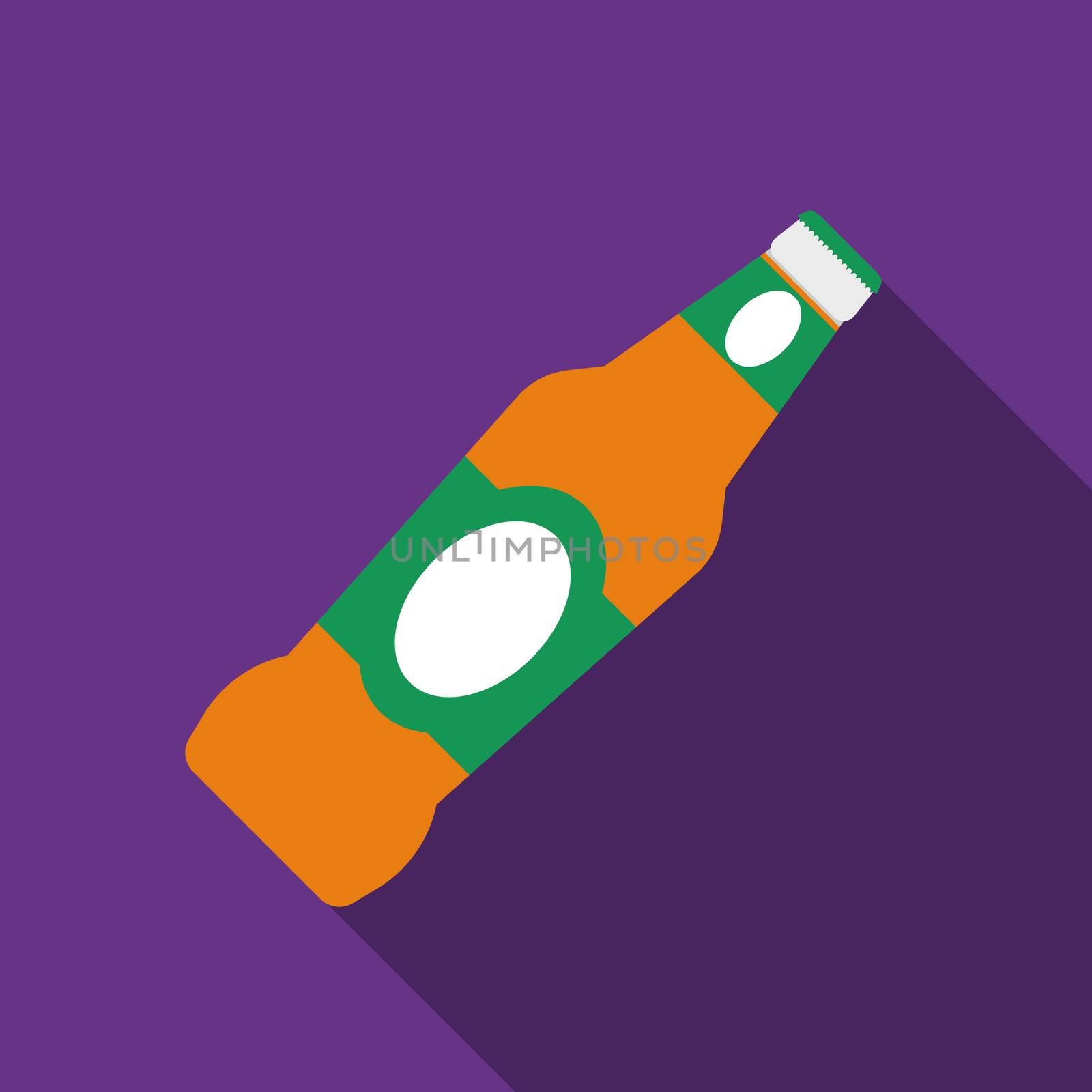 Flat design vector beer icon with long shadow