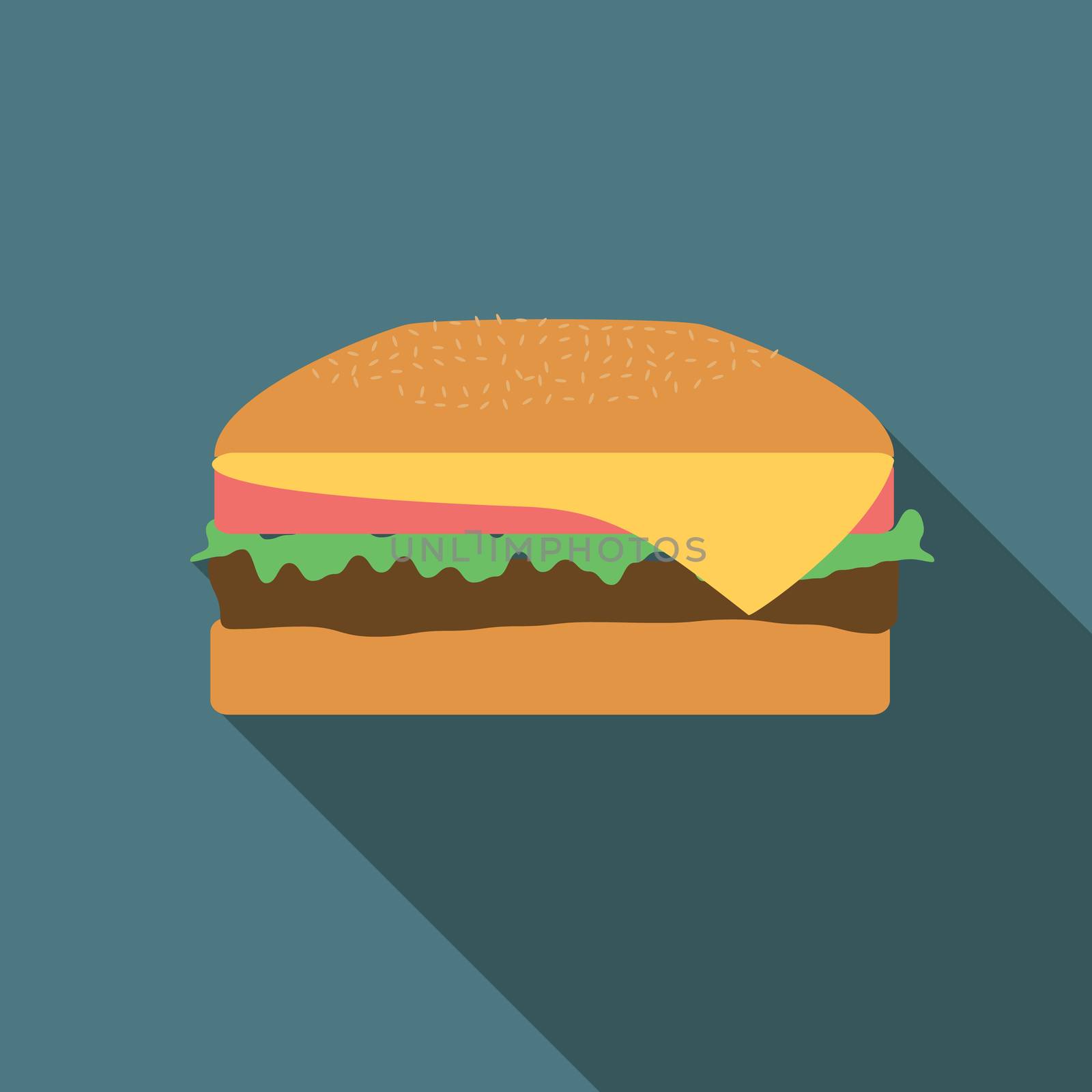 Flat design vector burger icon with long shadowFlat design vector vinyl record icon with long shadow by Lemon_workshop