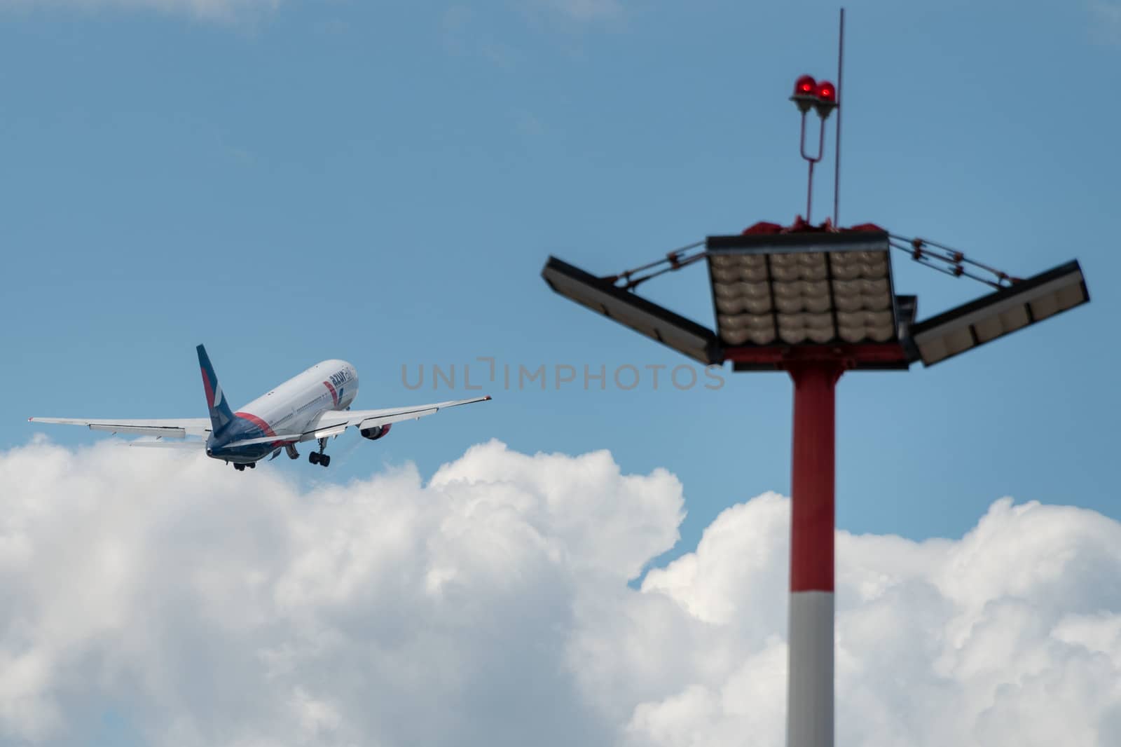 July 2, 2019, Moscow, Russia. Airplane Boeing 767-300 Azur Air Airline at Vnukovo airport in Moscow.
