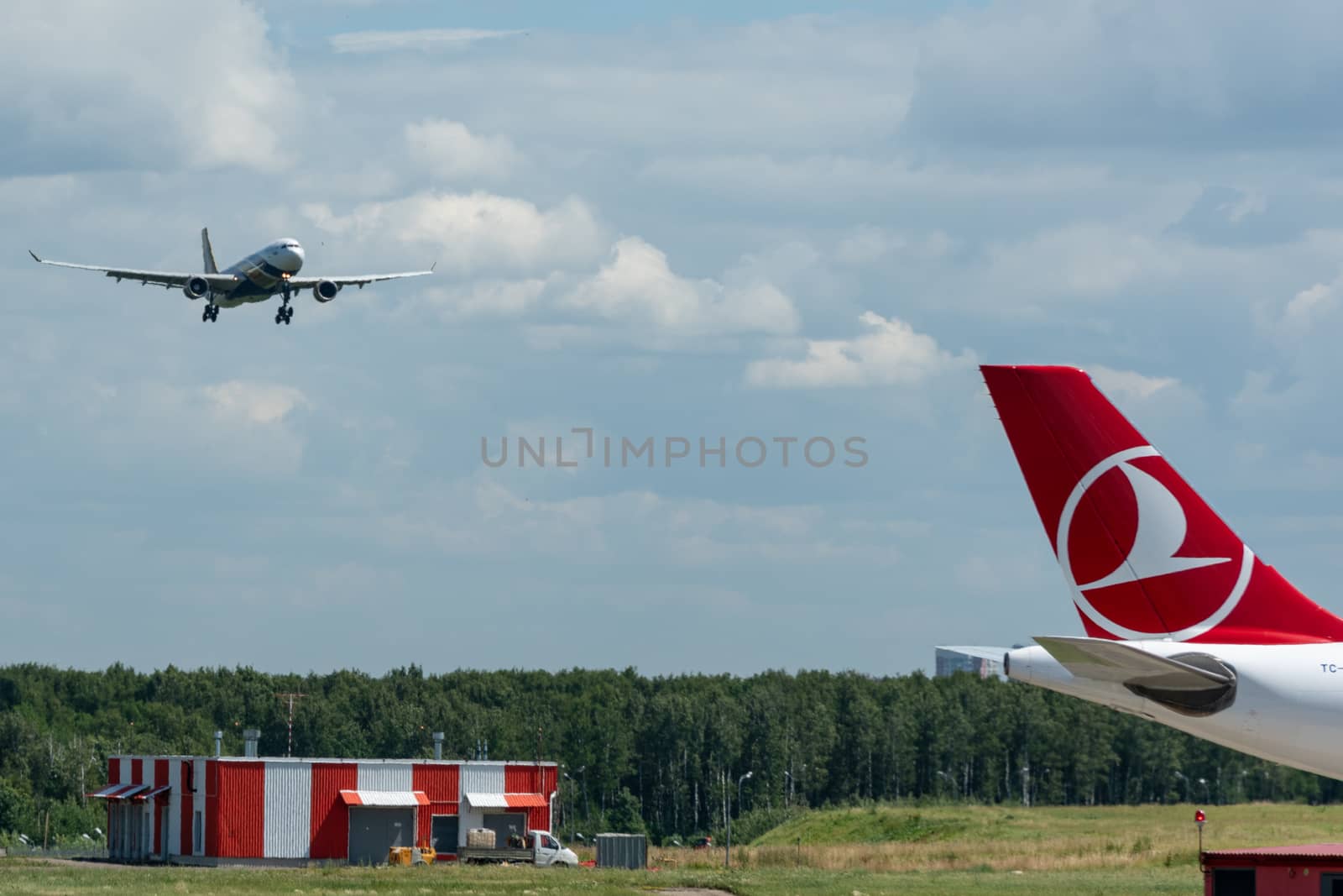 July 2, 2019, Moscow, Russia. Airplane Airbus A330-300 I Fly Airlines at Vnukovo airport in Moscow.