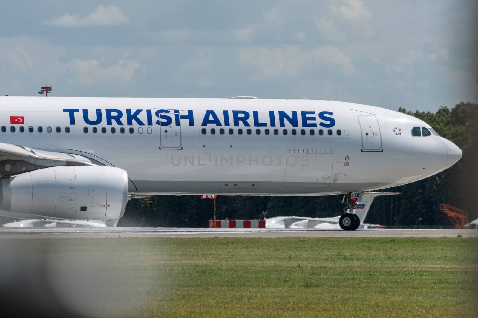 July 2, 2019, Moscow, Russia. Airplane Airbus A330-300 Turkish Airlines at Vnukovo airport in Moscow.