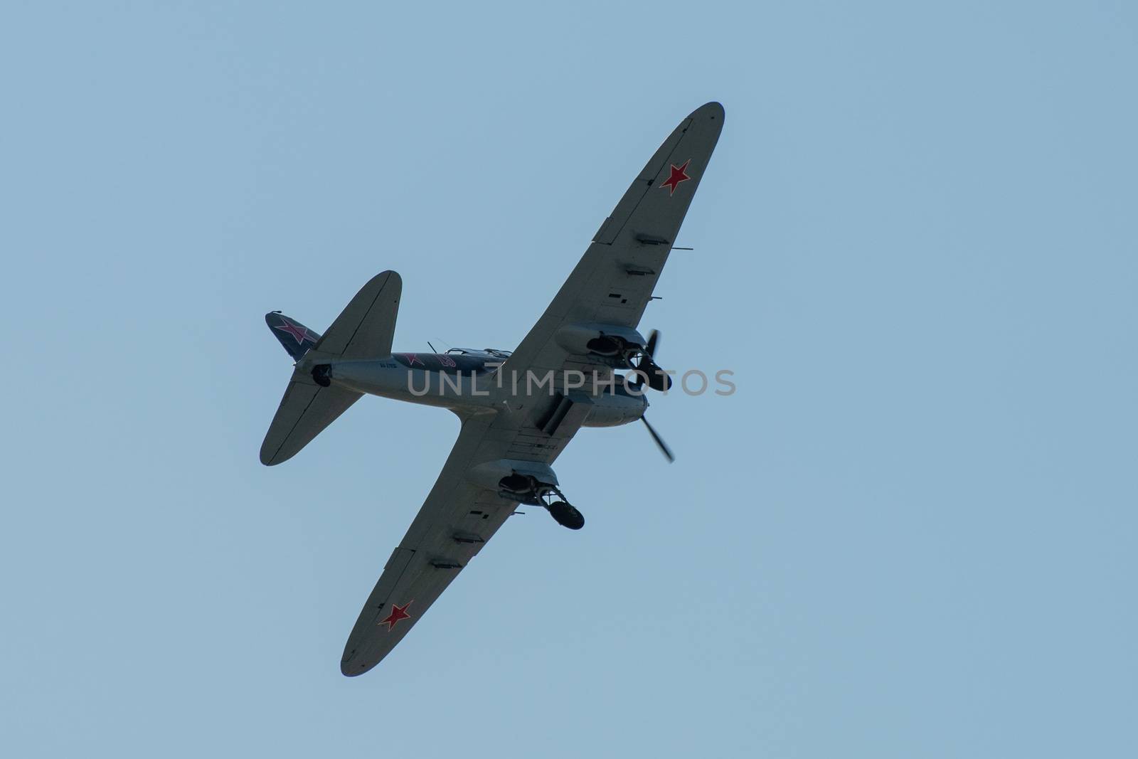 August 30, 2019. Zhukovsky, Russia. Soviet attack aircraft of the Second World War Ilyushin Il-2 at the International Aviation and Space Salon MAKS 2019.