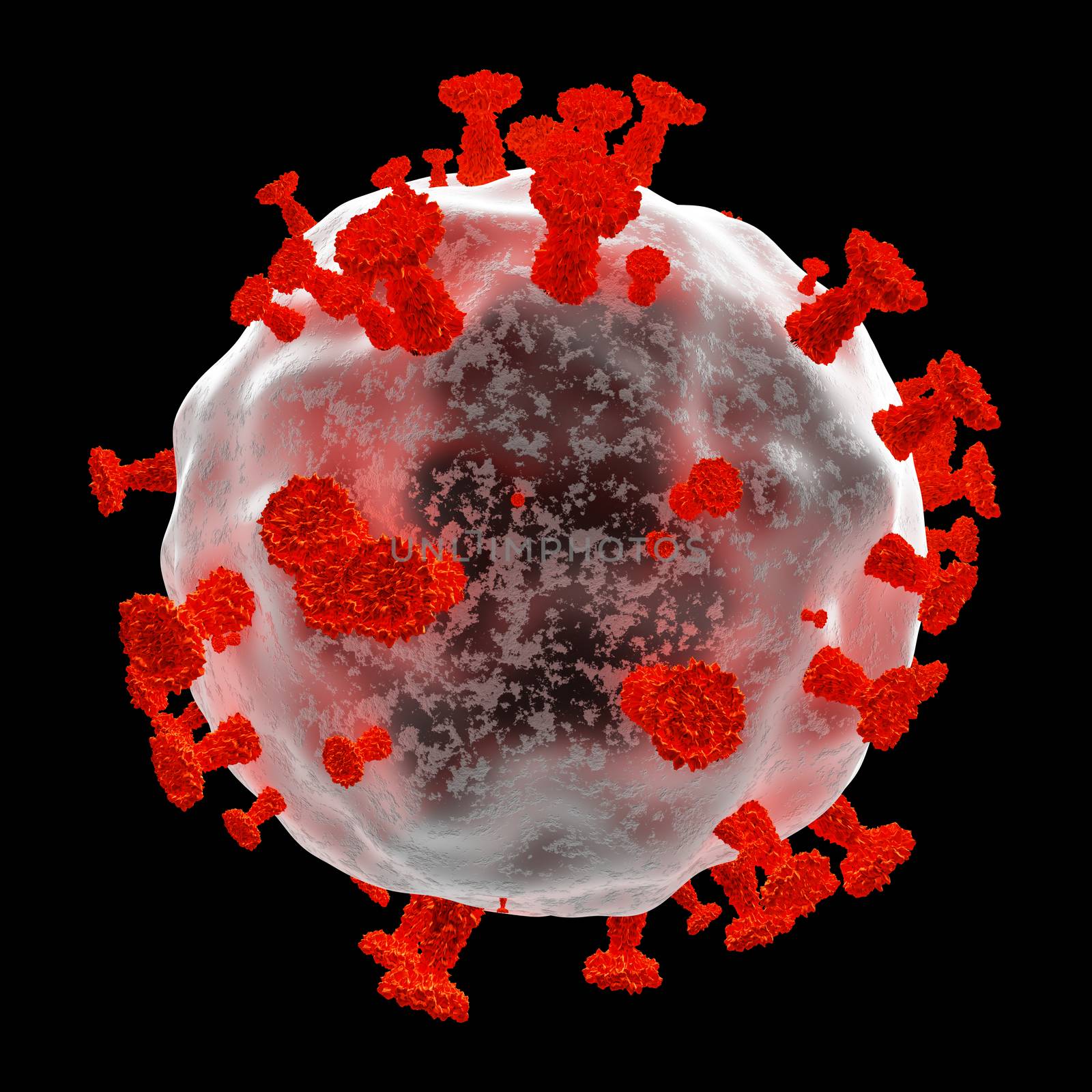Coronavirus or Covid-19 isolated on black background 3D Render by Myimagine