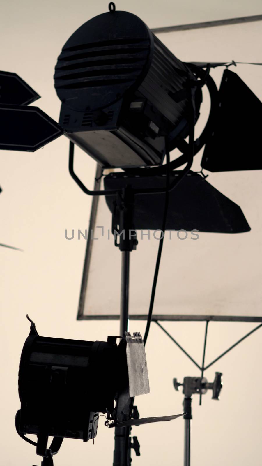 Big studio flash light on tripod and soft box by gnepphoto