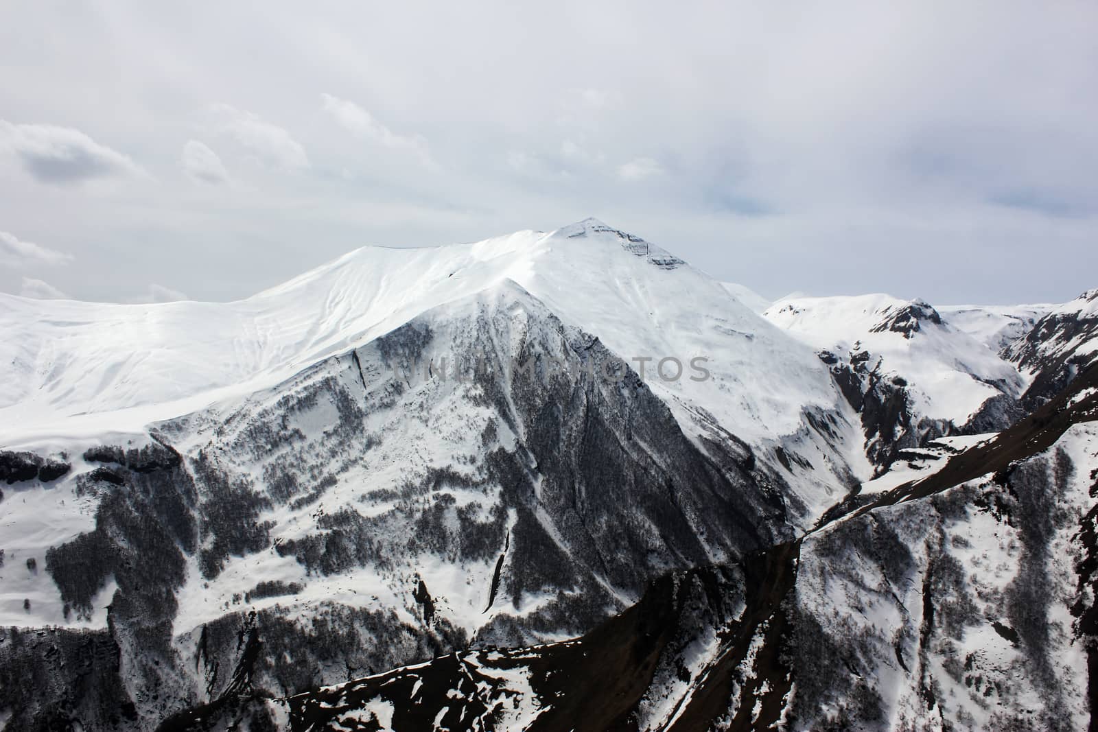 Mountain landscape and beautiful view in Khazbegi, Georgia