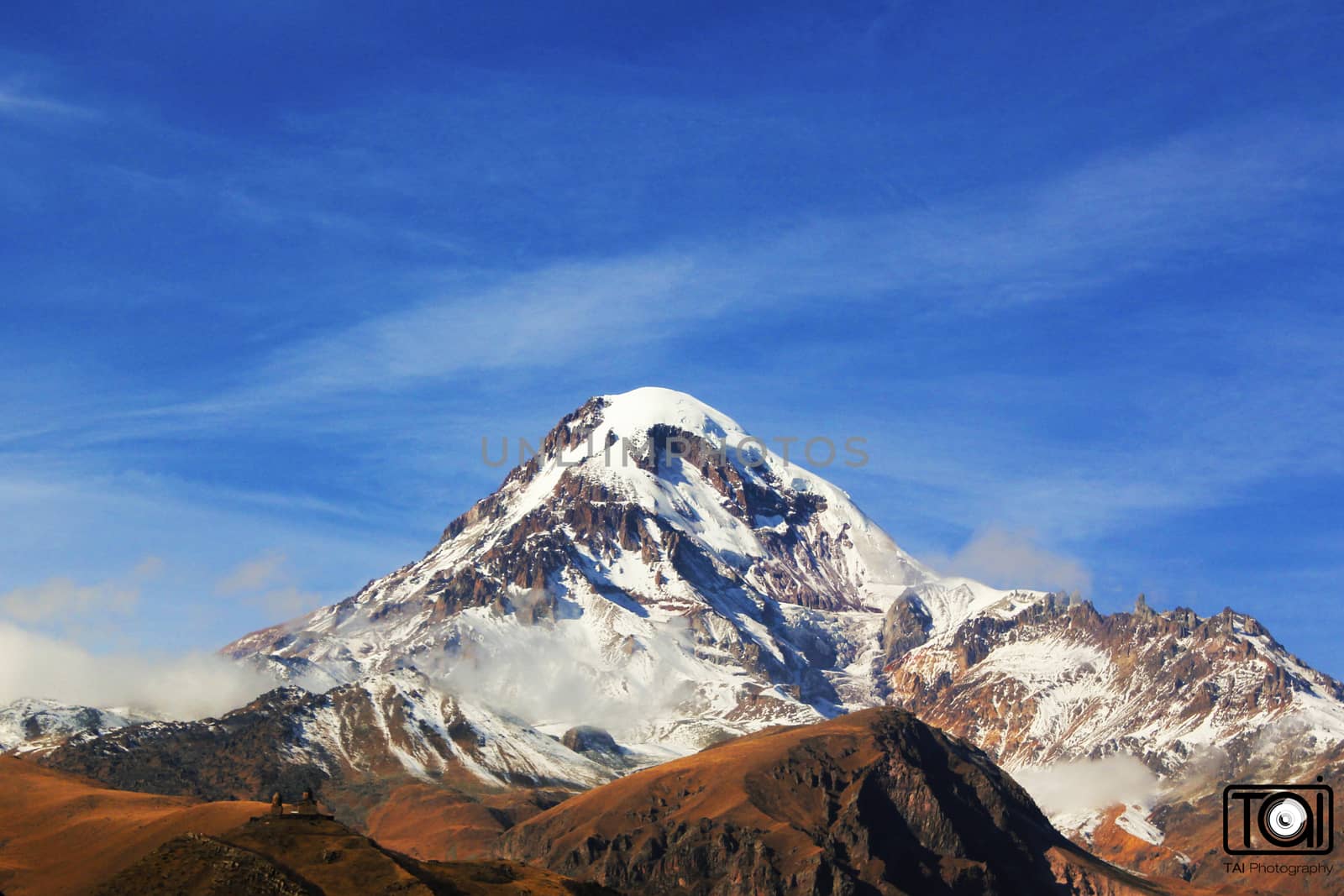 Mountain landscape of Mkhinvarthveri and beautiful view in Khazbegi, Georgia