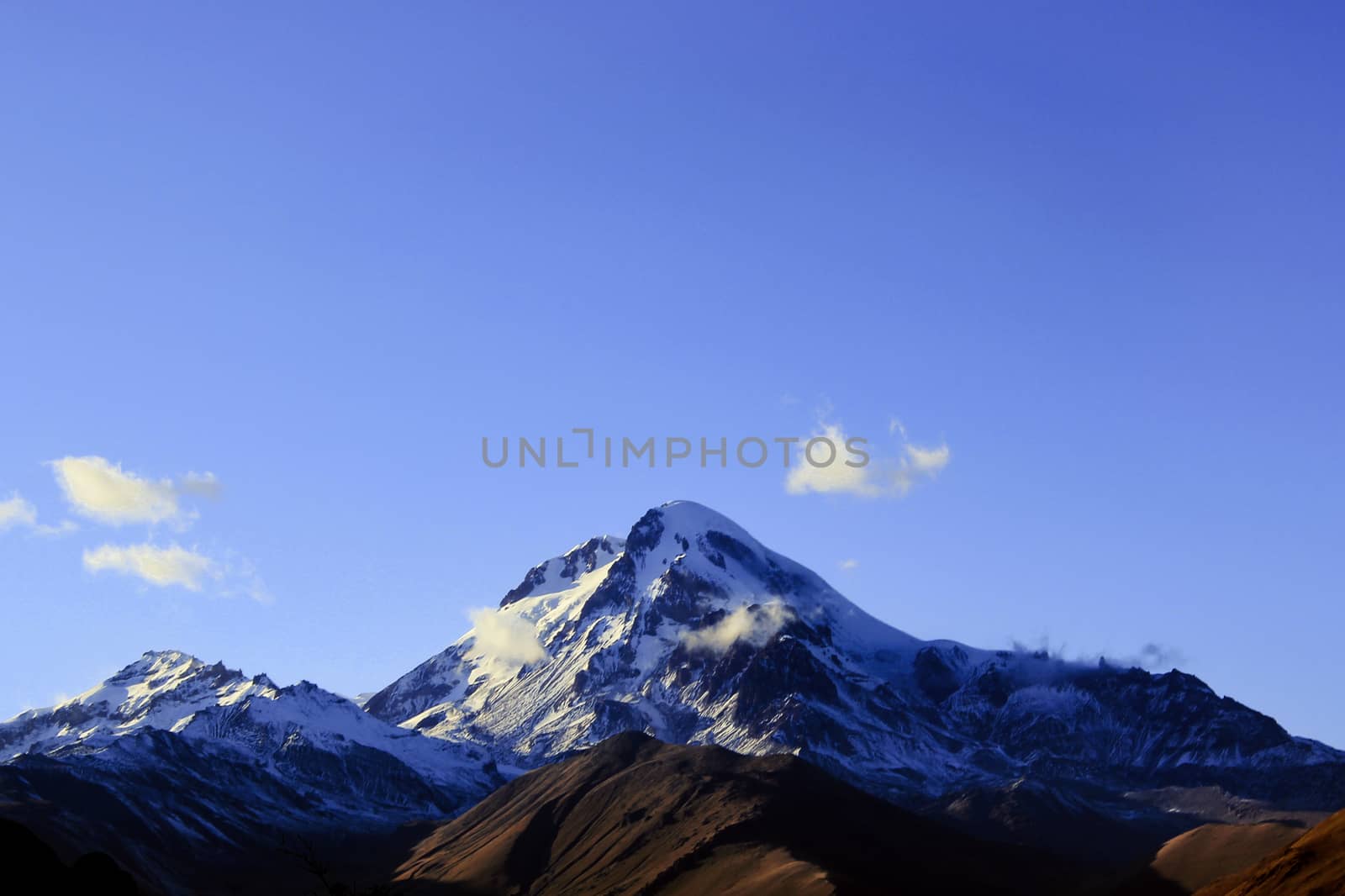 Mountain landscape of Mkhinvarthveri and beautiful view in Khazbegi, Georgia