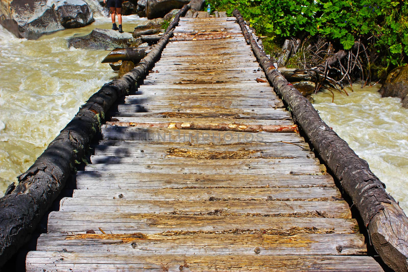 wooden bridge on the river, Georgia