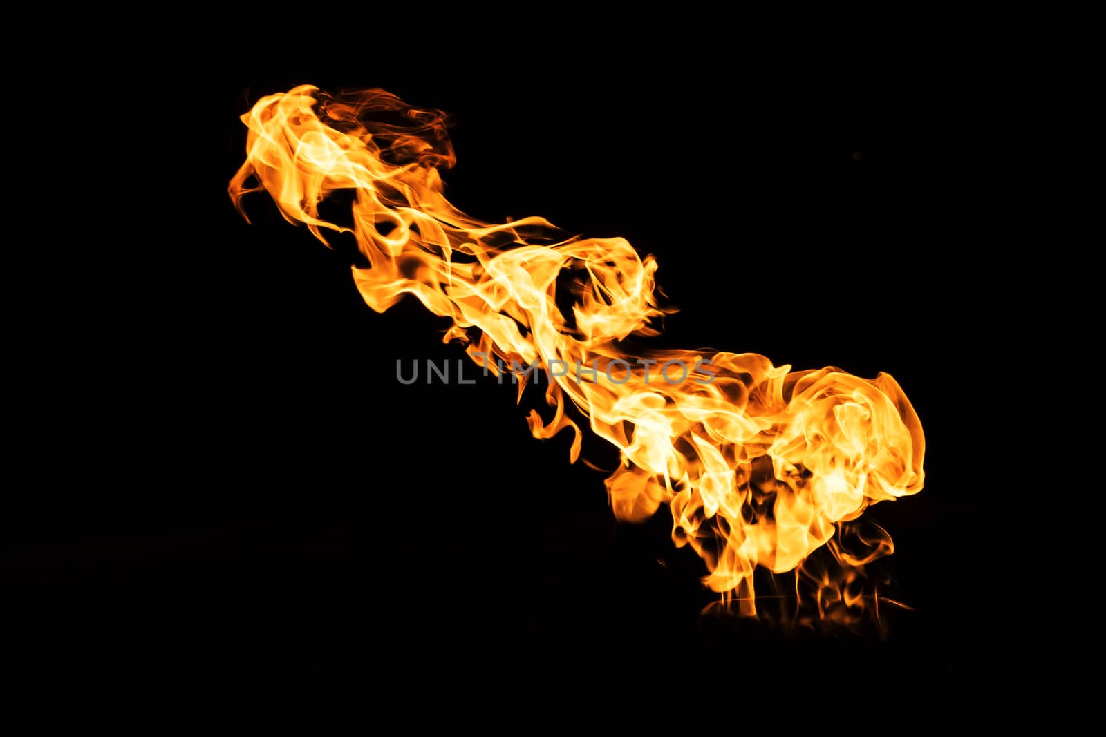 Fire flames on black background isolated. Burning gas or gasolin by YevgeniySam