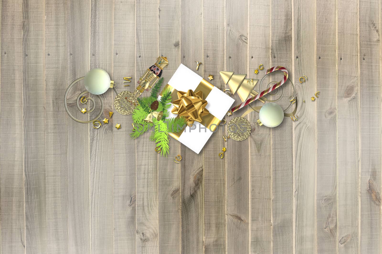 Christmas symbols on wooden background. by NelliPolk