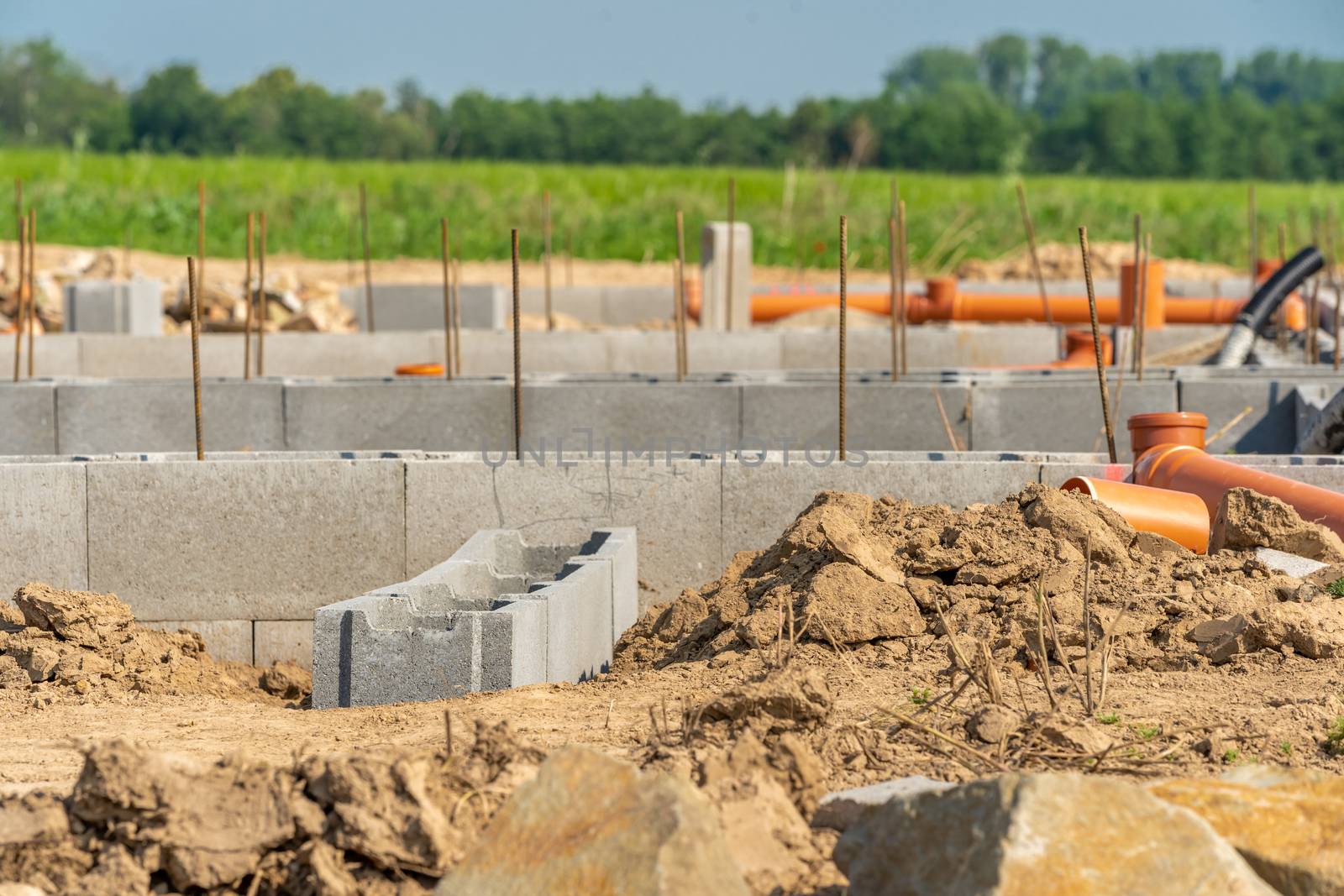 foundation of a family house from lost formwork.