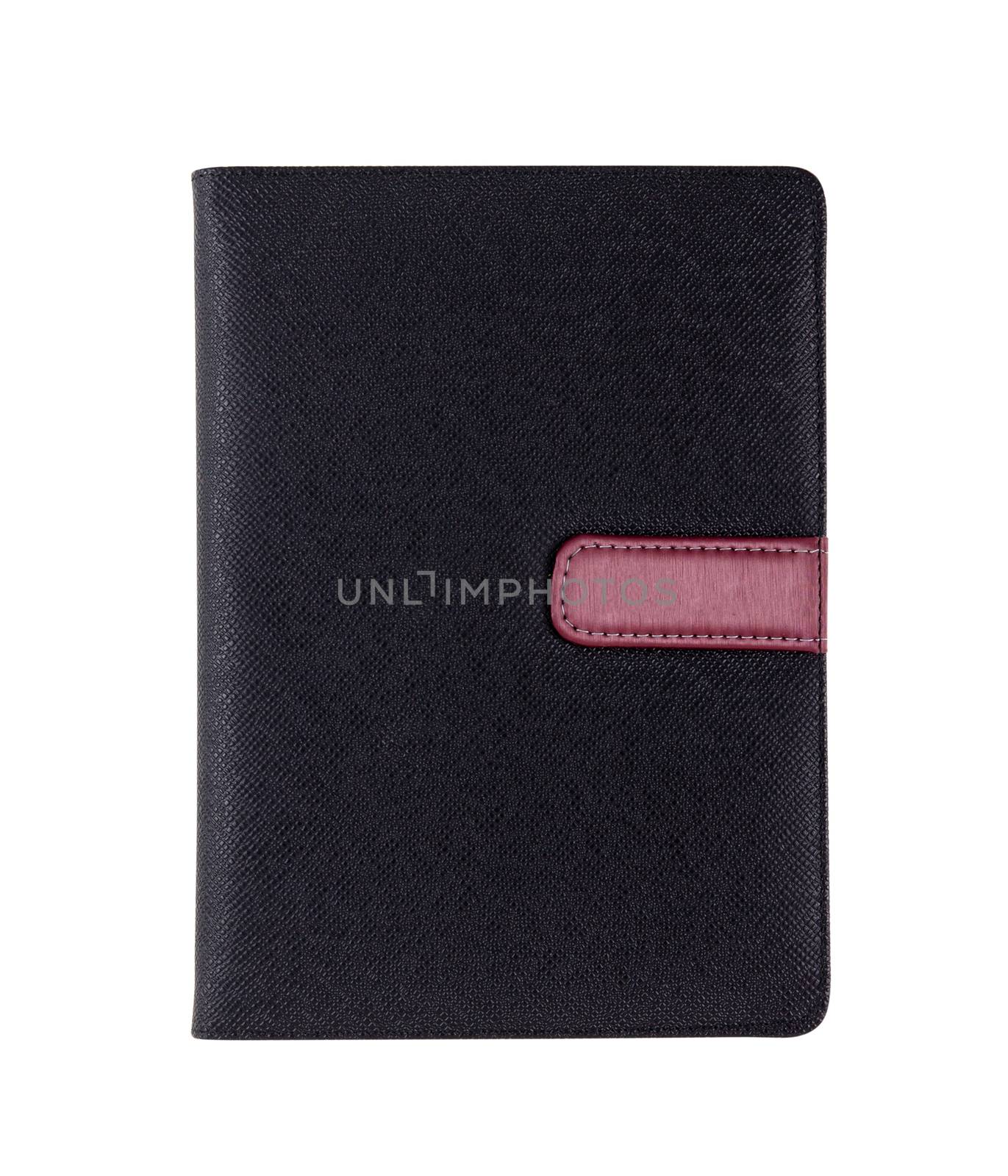 Black cover leather notebook or diary for reminder and memo and  by nnudoo