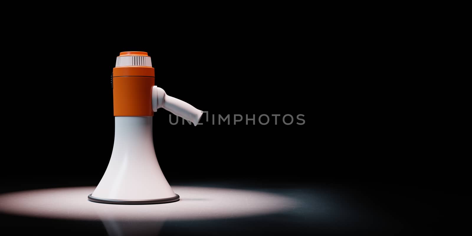 Bullhorn Spotlighted on Black Background by make