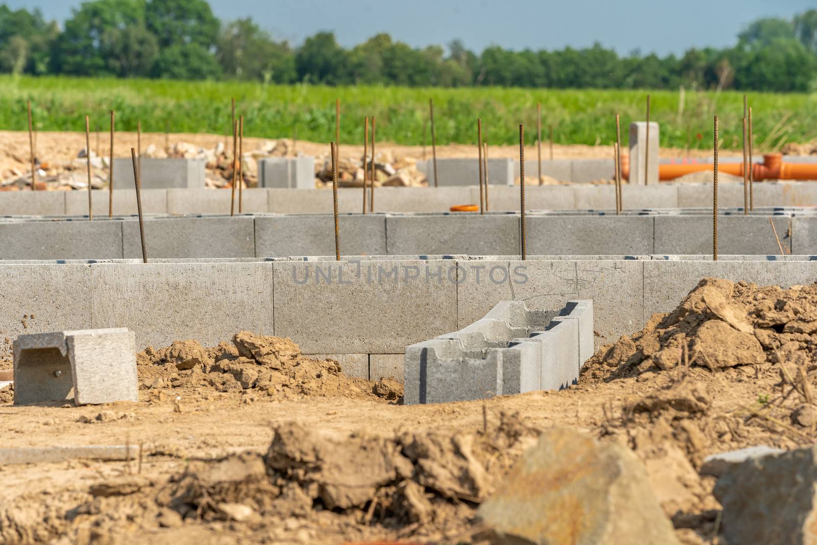 foundation of a family house from lost formwork.