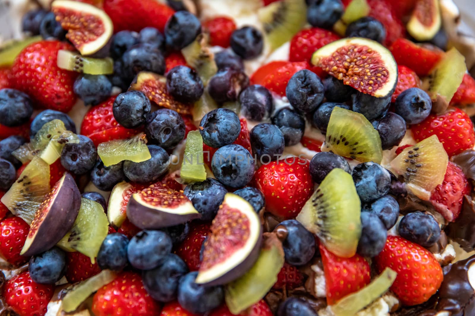 sweet dessert with mixed fresh fruit.