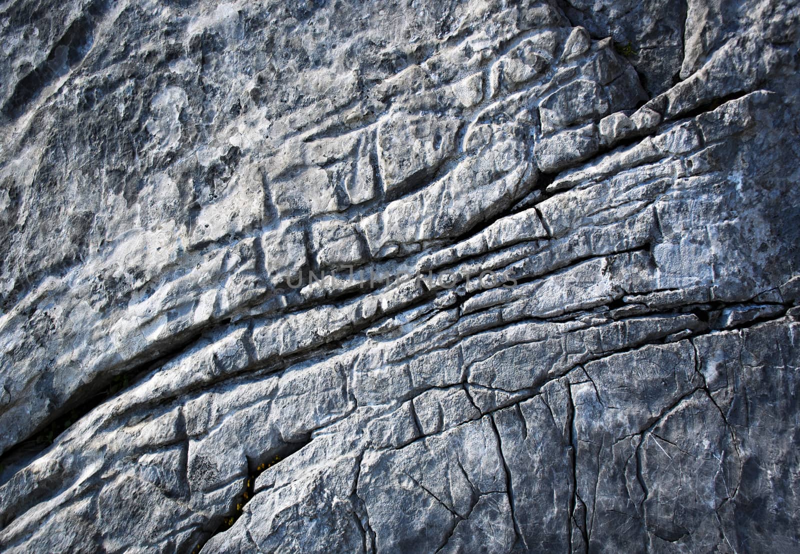 background or texture detail of dark gray limestone rock with deep grooves