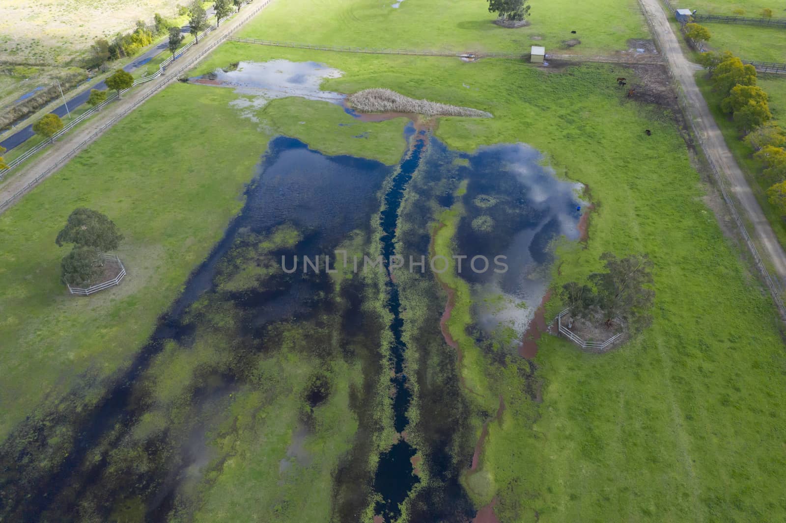 Aerial photograph of flooding in an agricultural field by WittkePhotos