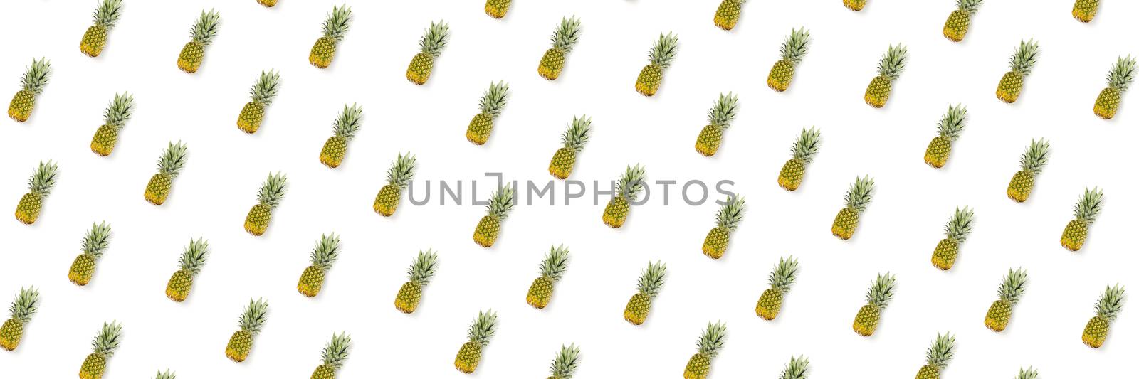 Pineapple set on white background. Flat lay made from ananas. isolated pineapple on white background by PhotoTime