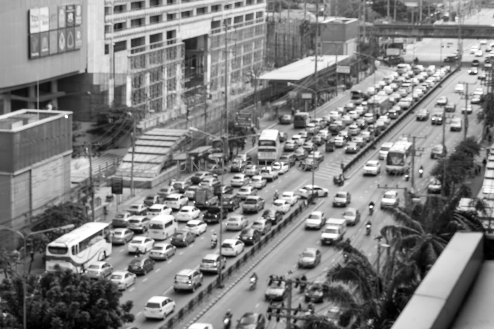 Blurred of traffic in Bangkok Thailand.