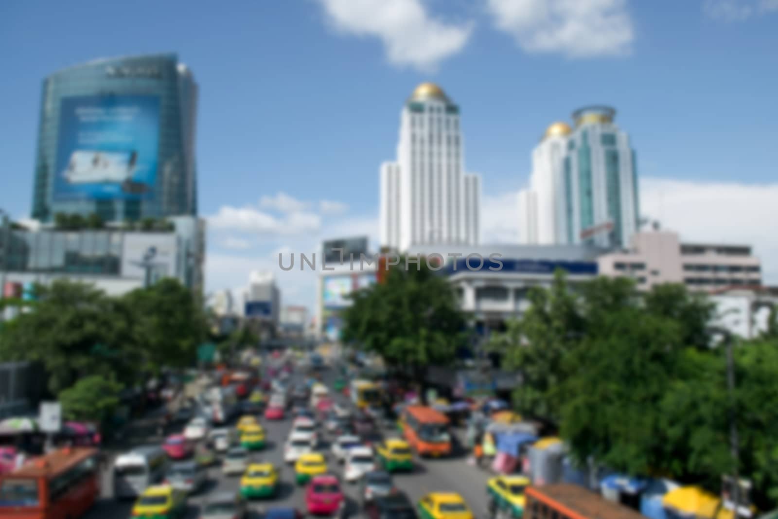 Blurred of traffic in Bangkok Thailand.