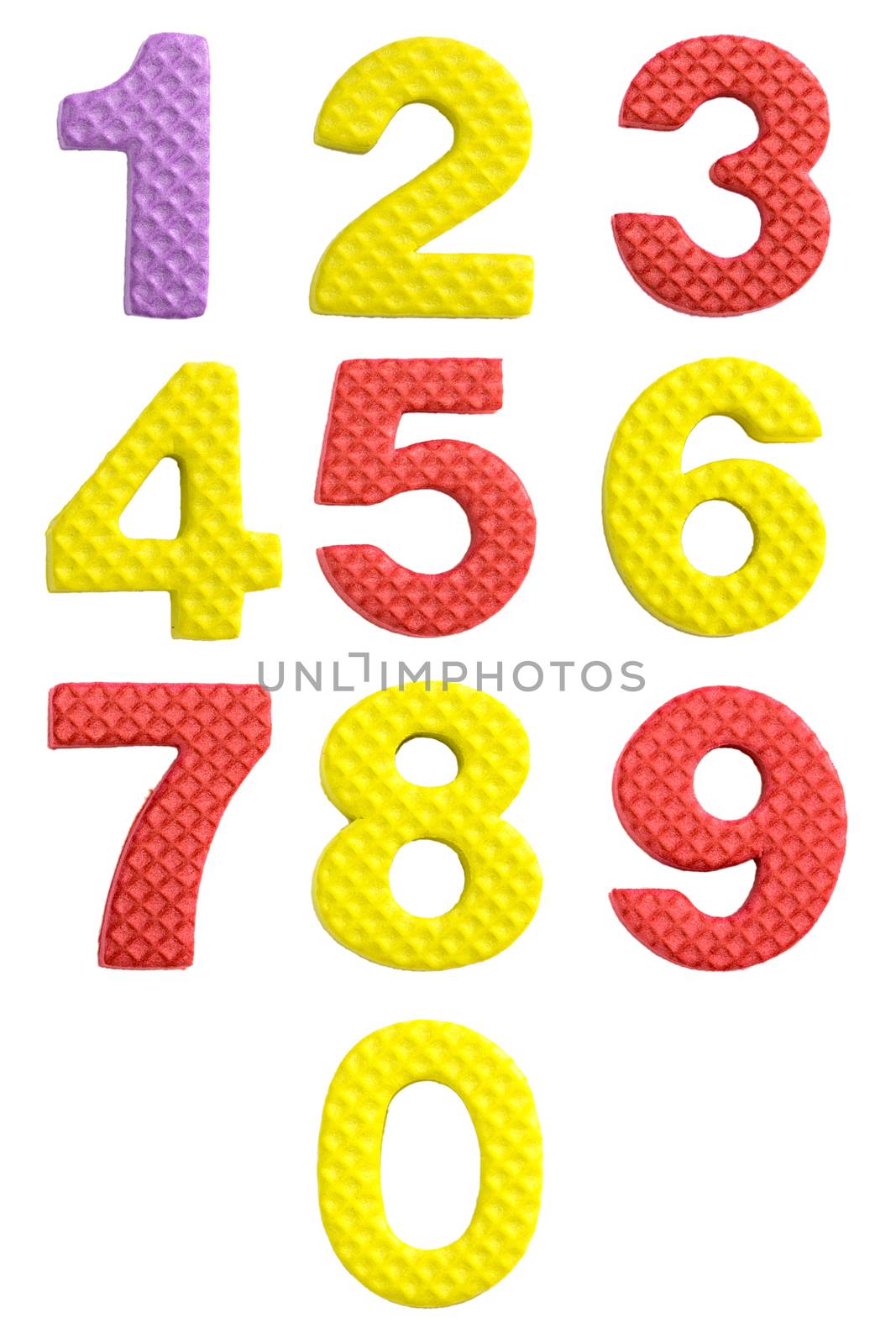 Cute and colorful plastic alphabet letter set isolated on white background.