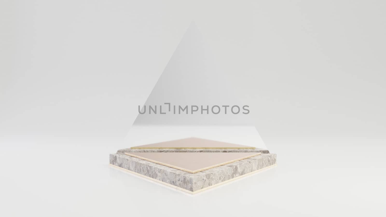 Stone marble podium with gold top isolated on white background. by Whitebarbie
