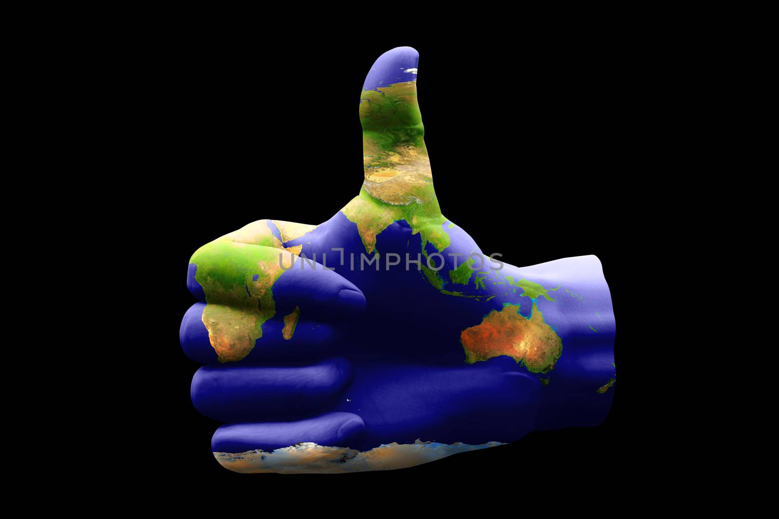 Australia asia Thumbs Up. 3D rendering