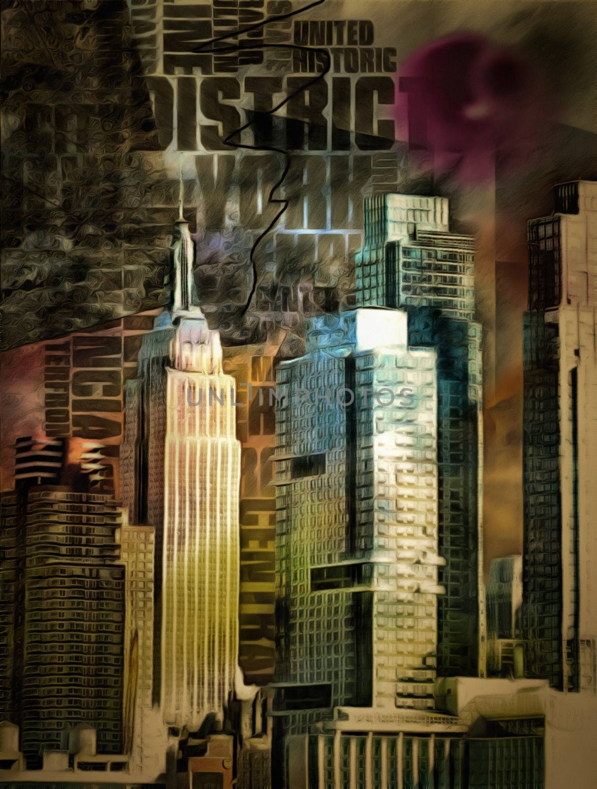 New York City. Modern digital painting. 3D rendering